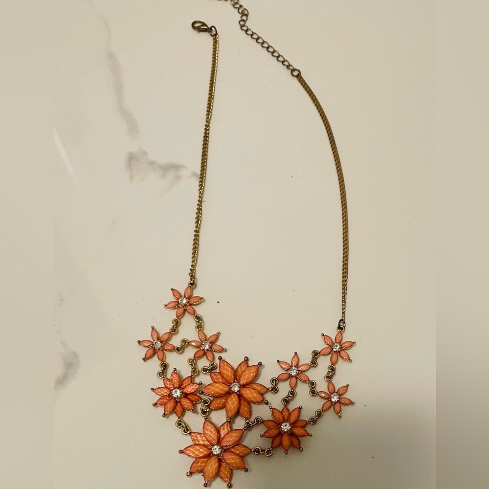 Gorgeous Floral Orange Statement Necklace